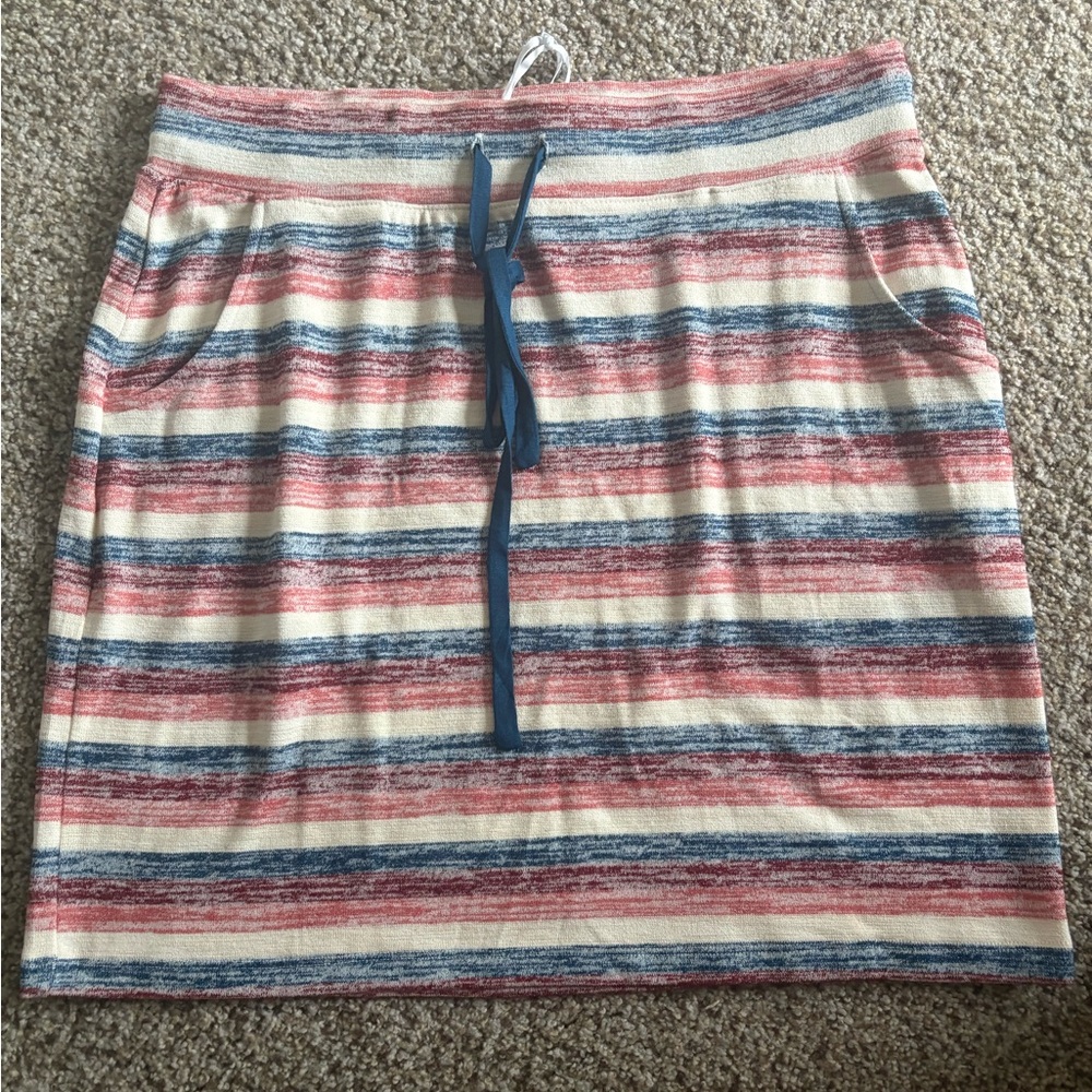 Striped Casual Skirt - Red, Blue, Cream